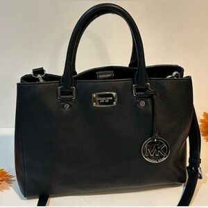 Michael Kors Black pebble leather Tote Satchel Bag shoulder bag